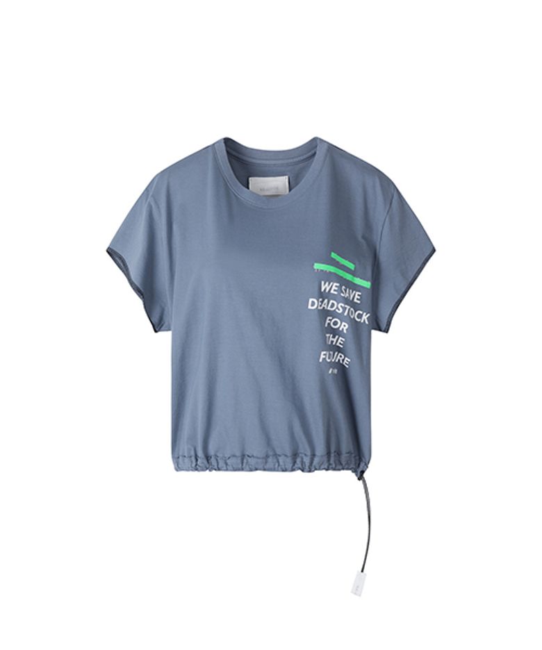 [여성] Slogan round neck crop T-shirt (Hair band set) _RQTAM22568BUX