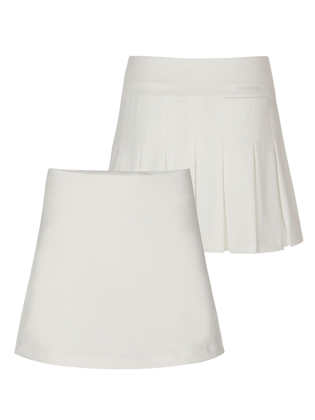 플레이부(PLAYBOO) BACK PLEATED BANDING SKIRT W/INNER PANTS_White
