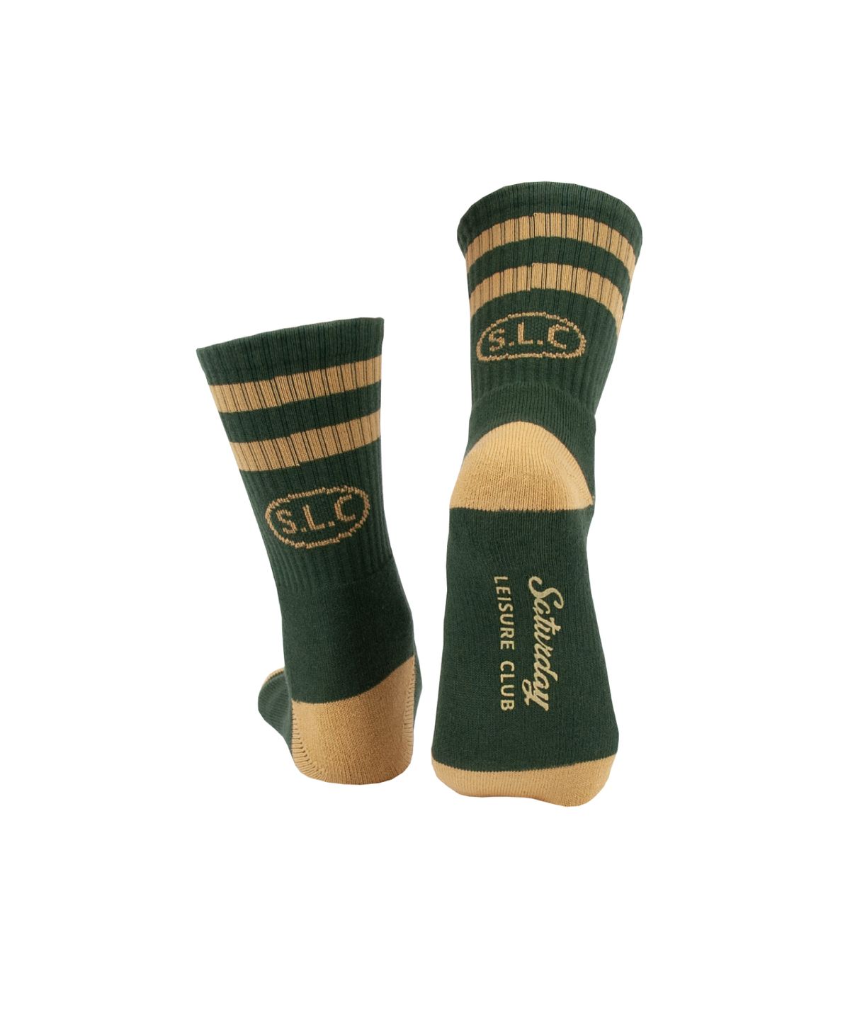 세러데이 레저 클럽(SATURDAY LEISURE CLUB) Leisure Stripe Socks - British Racing Green & Mustard