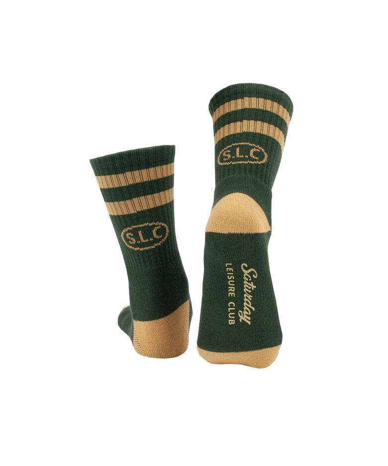 Leisure Stripe Socks - British Racing Green & Mustard
