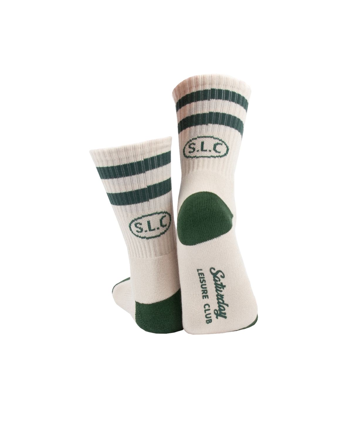 세러데이 레저 클럽(SATURDAY LEISURE CLUB) Leisure Stripe Socks - Ivory & British Racing Green
