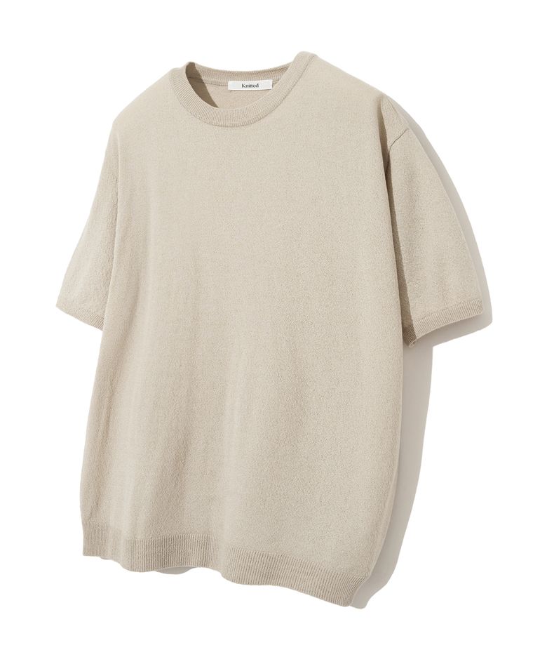 쿨 썸머 에센셜 라운드 반팔 니트티 BEIGE