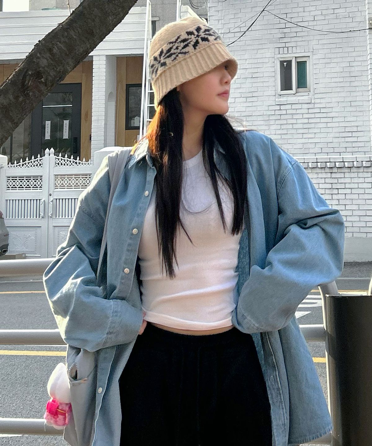 더마일(THEMILE) 엠엘 데님 보이 셔츠[연청]