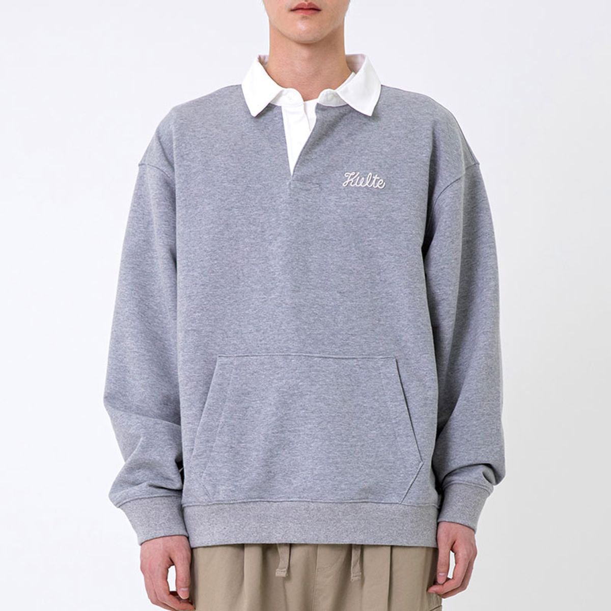 쿨트(KULTE) SCRIPT RUGBY CREWNECK 멜란지그레이