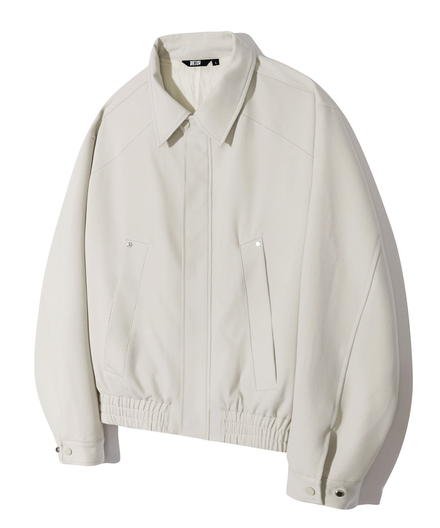 MUSINSA | TRILLION Twill rivet blouson zip-up jacket (CREAM)