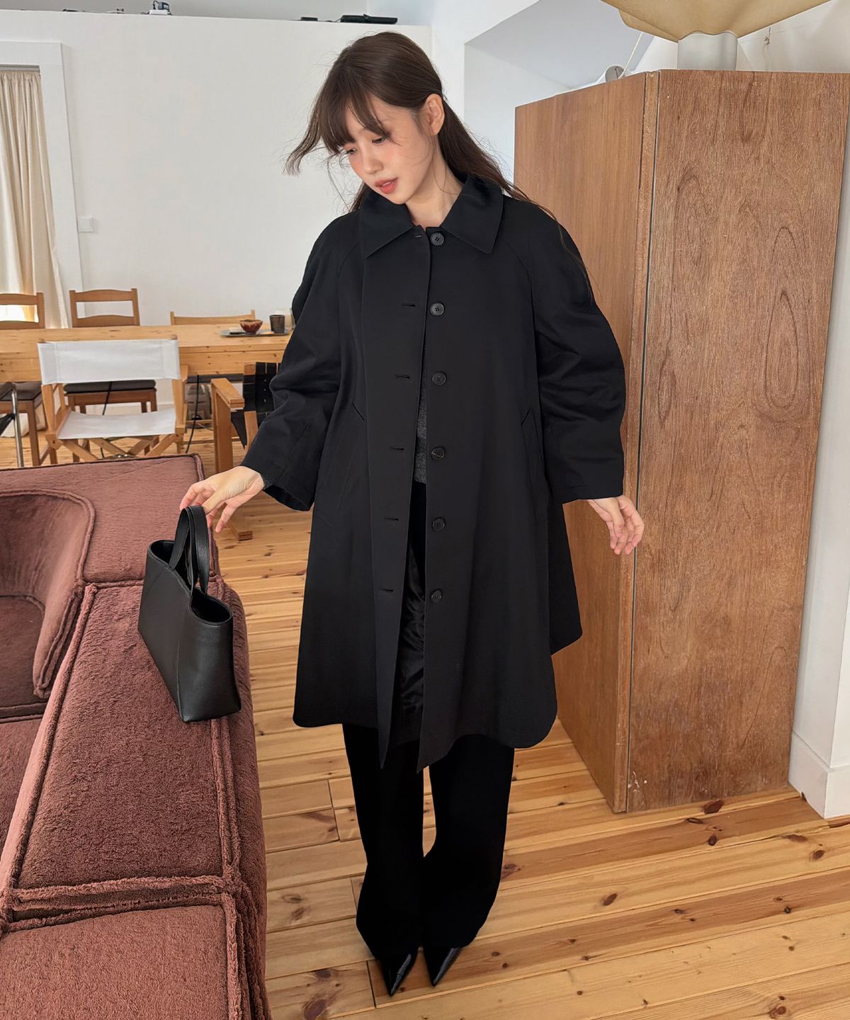 이아(EAAH) FONDE TRENCH COAT (BLACK)