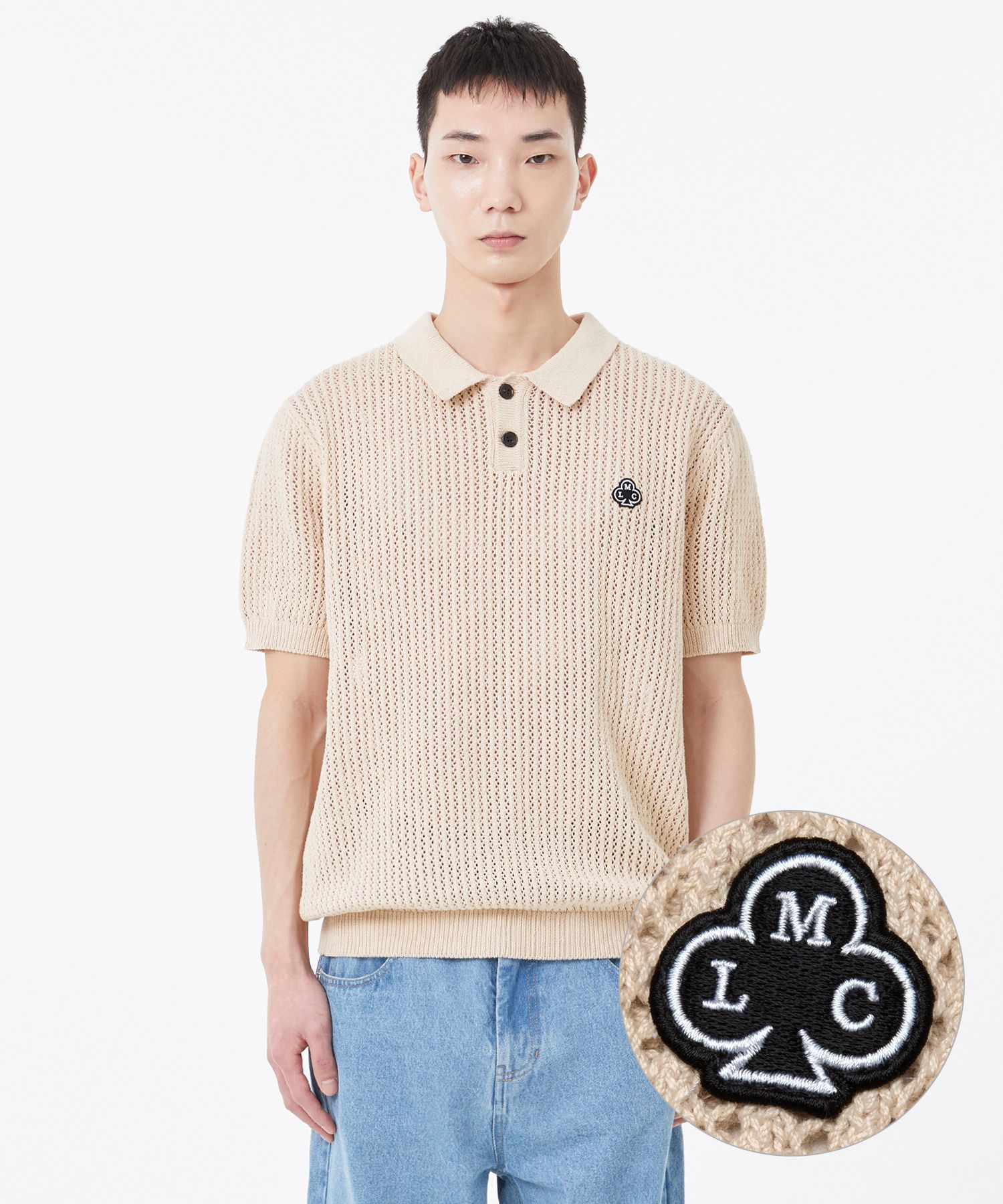 ニット・セーター LMC CLUB MESH KNIT POLO SHIRT ivory 0LM23SKN105IVR MUSINSA公式 | LMC CLUB MESH KNIT POLO SHIRT ivory