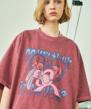 Mad Hoppi 피그먼트 반팔티 더스티핑크