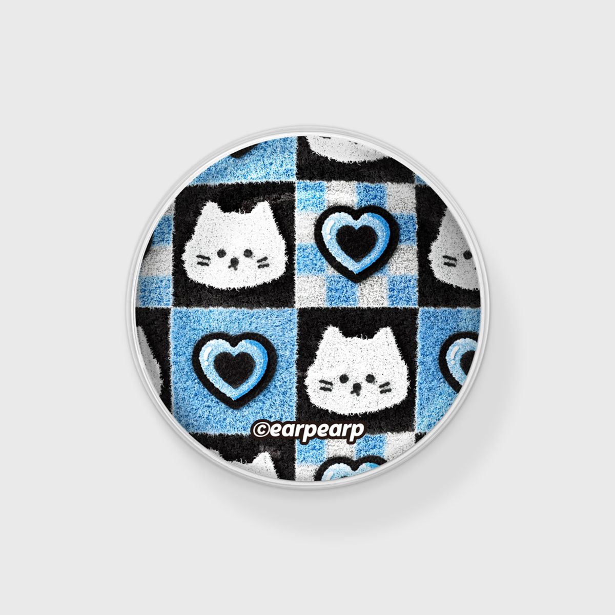 어프어프(EARPEARP) CHECKER BOARD HEART CHICHI-BLUE(구슬톡)