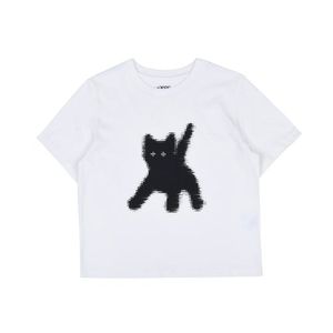 FLASHED CATS EYE CROP T-SHIRTS [White]