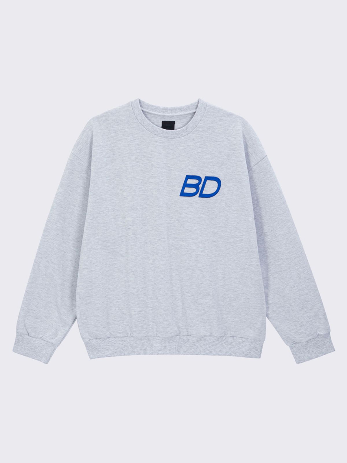 비디디엔(BDDN) 루즈 레터링 스웻셔츠 (melange grey_blue)