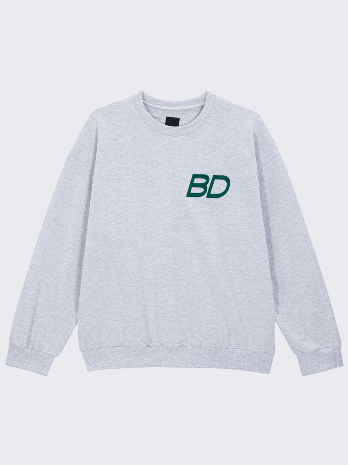 비디디엔(BDDN) 루즈 레터링 스웻셔츠 (melange grey_green)