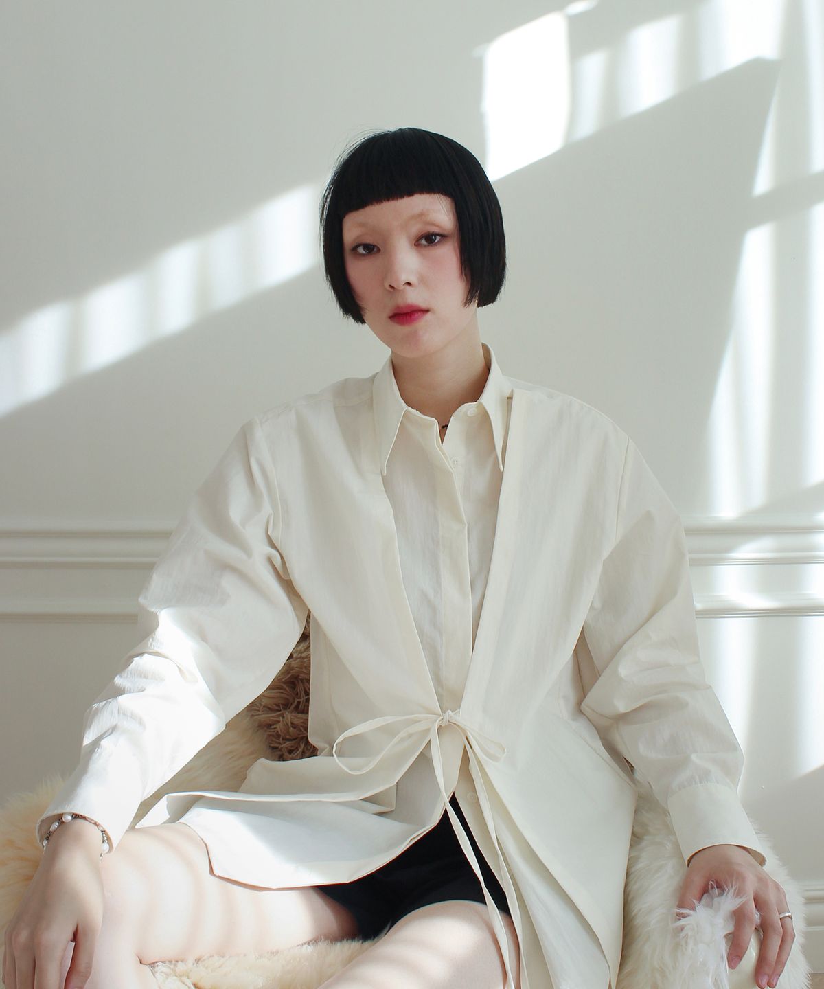 루바티(RUBATI) Double Layered Shirt (CREAM)