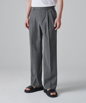 썸머울 투 턱 와이드 히든 밴딩 슬랙스 [미디엄 그레이]