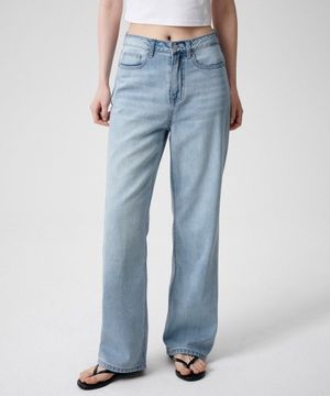 우먼즈 라이트웨이트 루즈 스트레이트 데님 팬츠 [라이트 인디고]