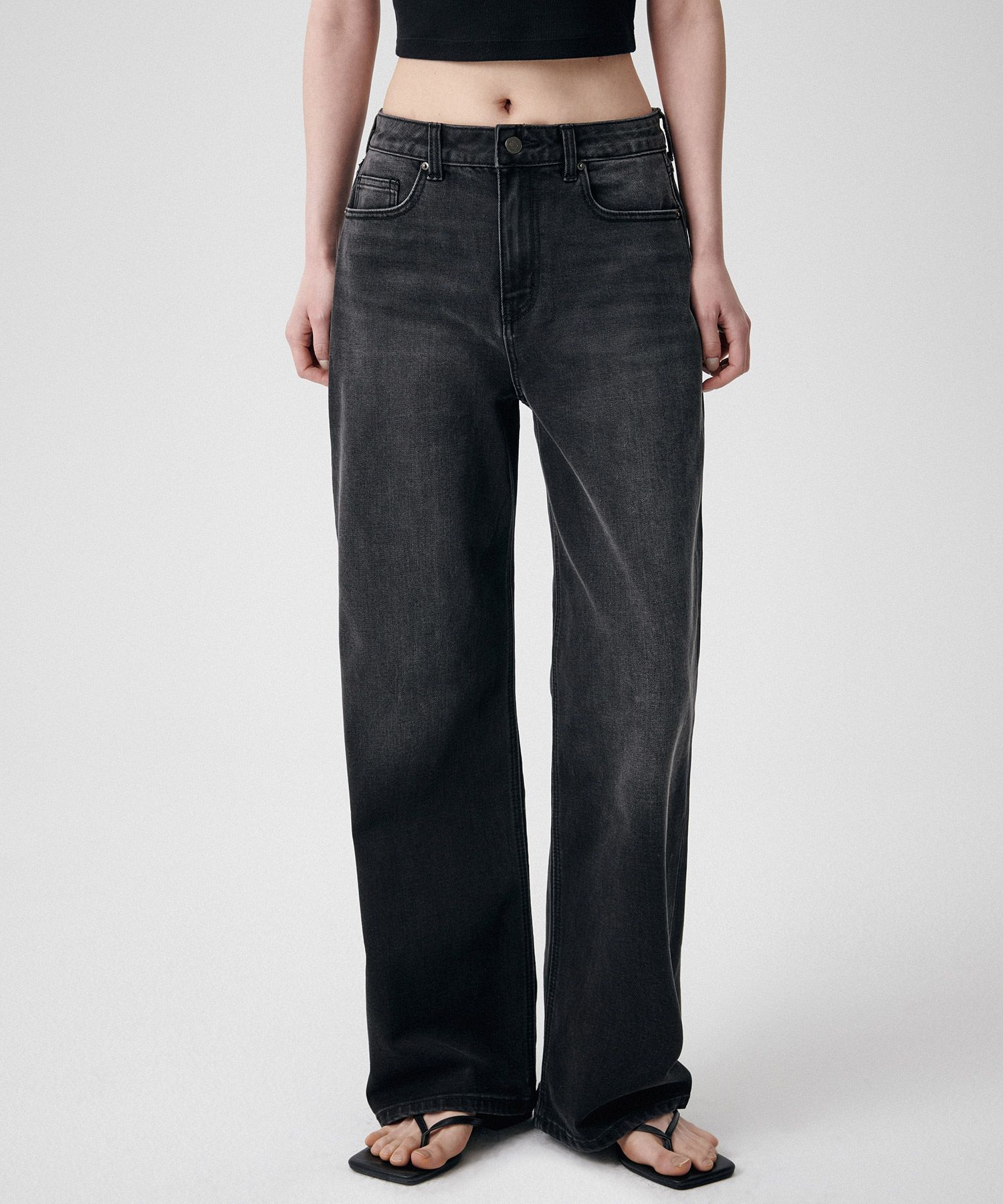 ★MUSINSA STANDARD★ Garment Dyed Wide Denim Pants Sage Grey Now on sale | No.1 K-fashion Store MUSINSA