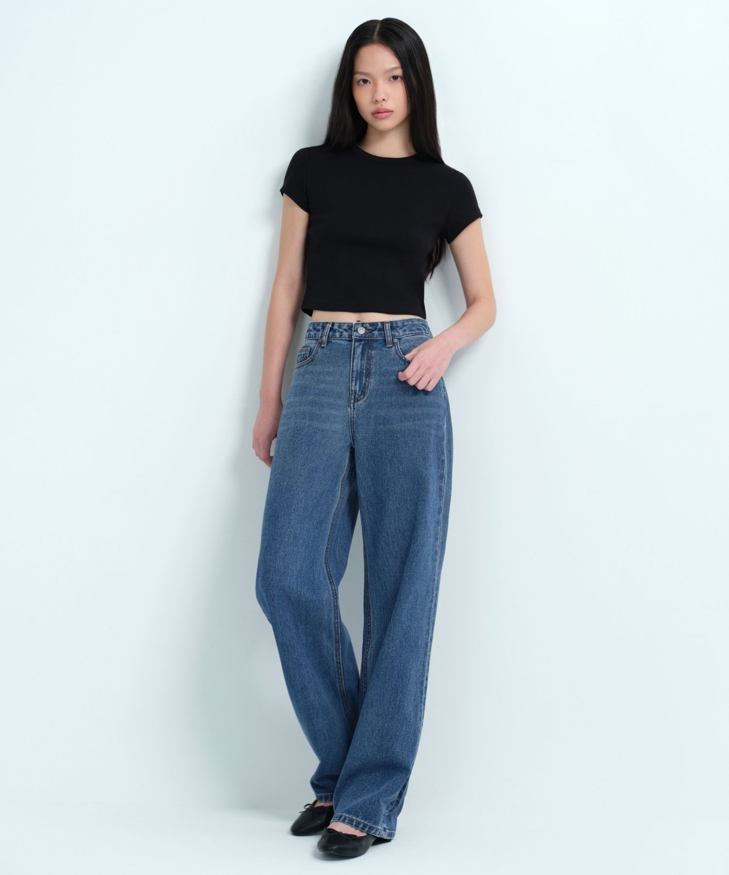 ★MUSINSA STANDARD★ Indigo medium wide denim pants with a z MUSINSA | MUSINSA STANDARD Wide Denim Pants with Pockets