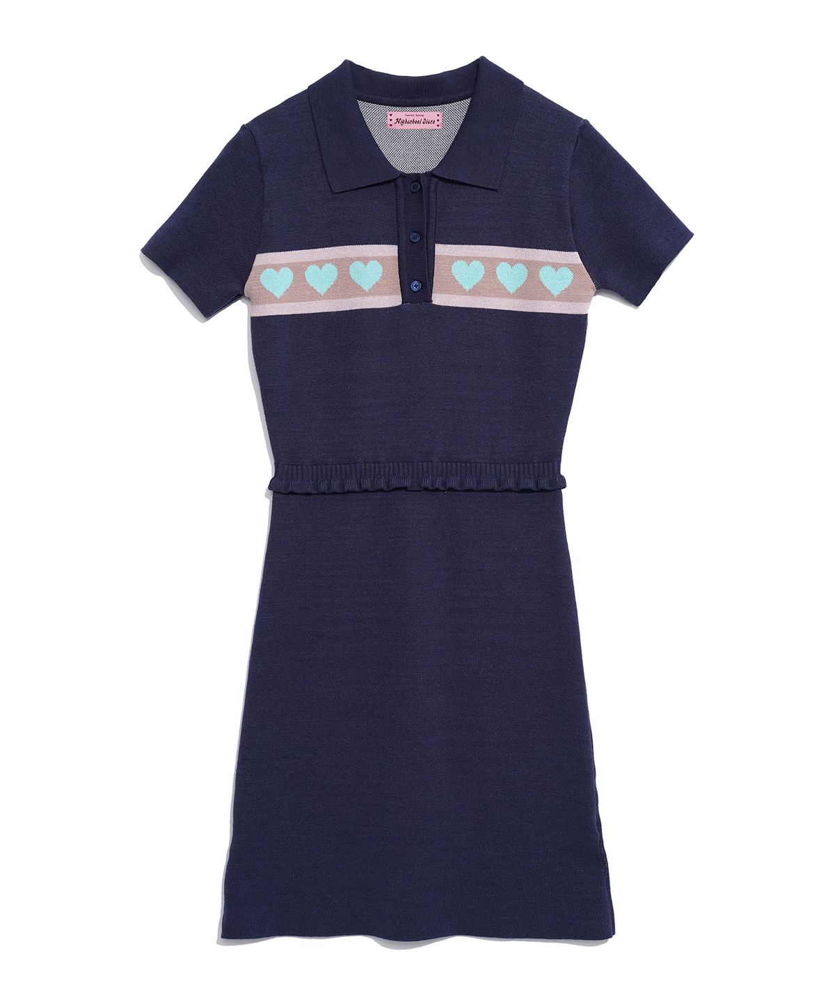 하이스쿨디스코(HIGH SCHOOL DISCO) HEART RUFFLE KNIT OPS_NAVY