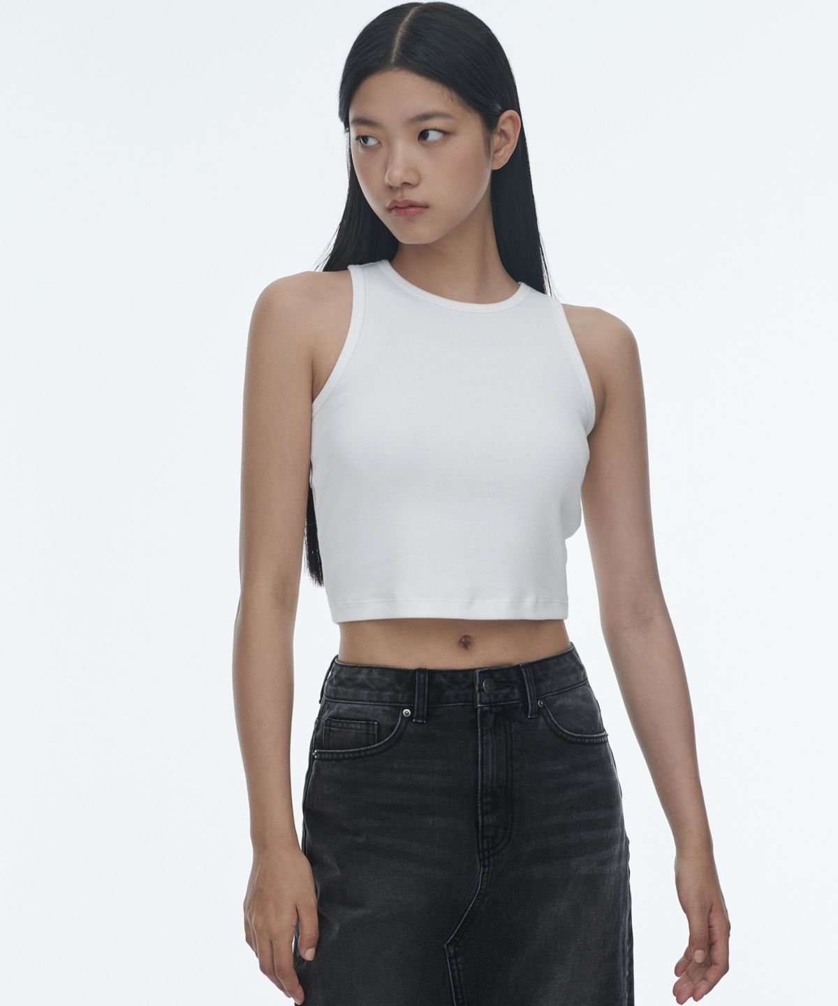 무신사 스탠다드 우먼(MUSINSA STANDARD WOMAN) 우먼즈 레이서 백 크롭 탱크 탑 [화이트]