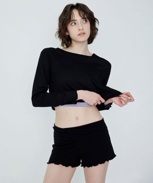 여성 요가복 DEVI-B0061-블랙 필라테스 비비아나 골지 쇼츠