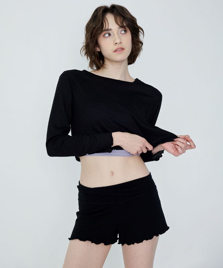 여성 요가복 DEVI-B0061-블랙 필라테스 비비아나 골지 쇼츠
