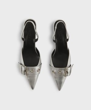 POINTED BUCKLE SLINGBACK SILVER