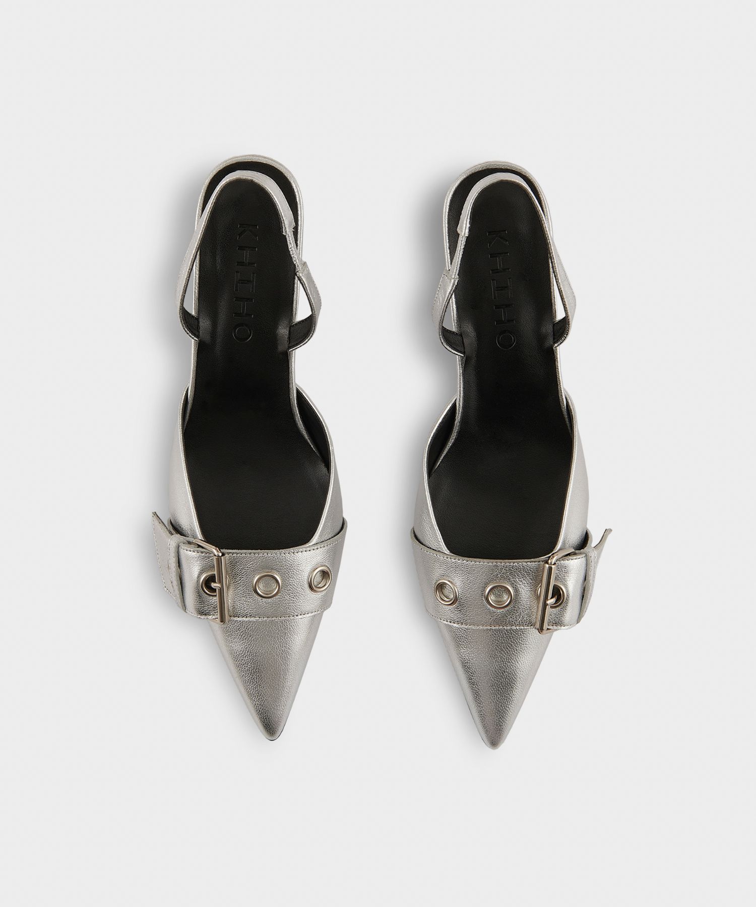KHIHO ■ POINTED BUCKLE SLINGBACK POINTED BUCKLE SLINGBACKS / BLACK - khiho