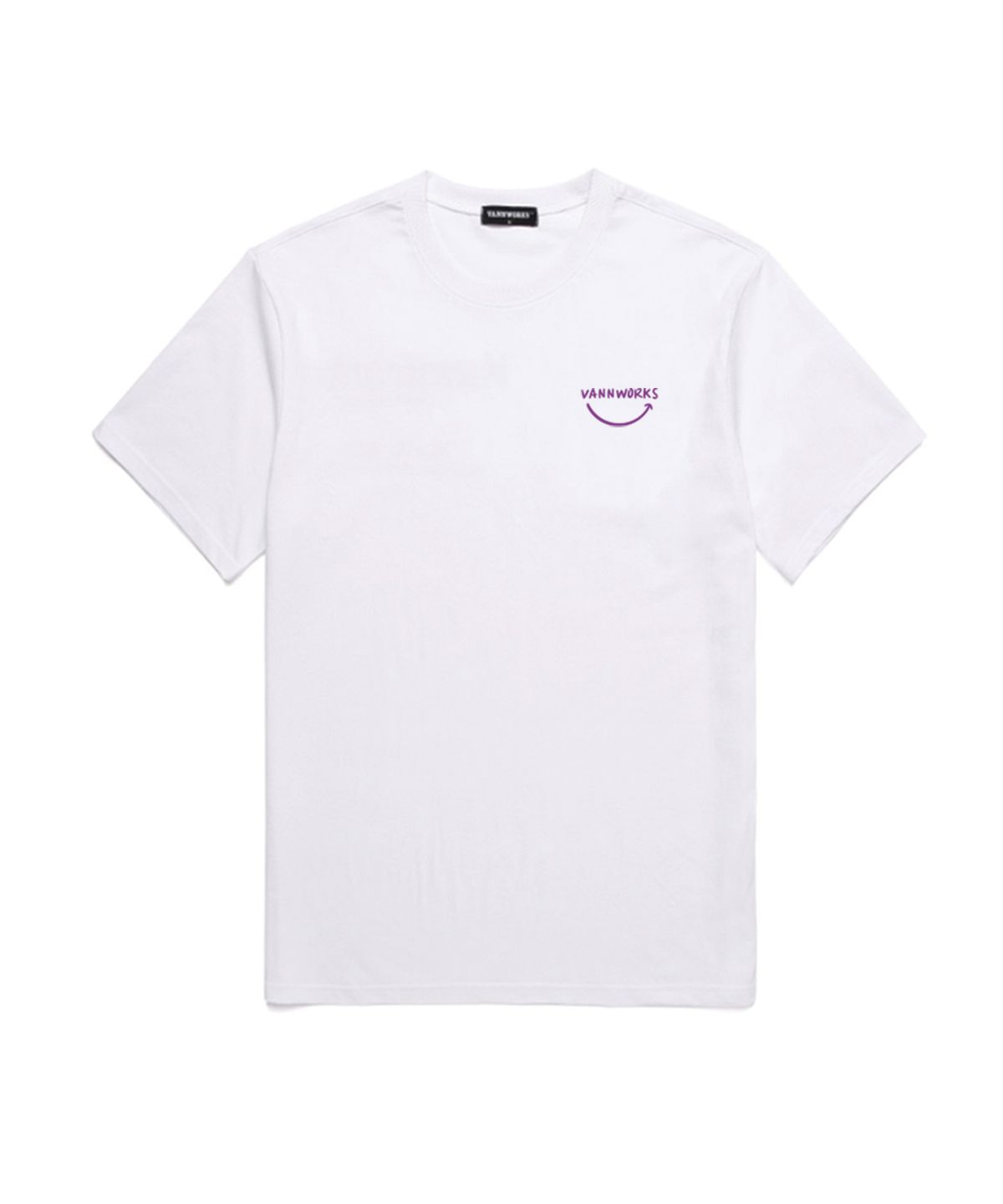밴웍스(VANNWORKS) Smile Logo 오버핏 반팔 티셔츠 (VS0025) 화이트_퍼플