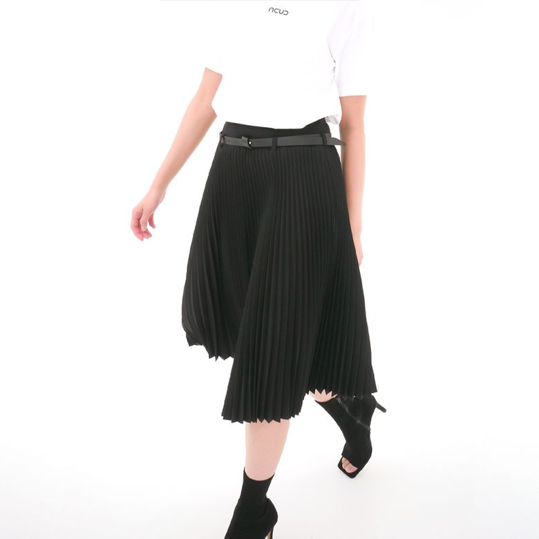 Bending Pleated Skirt _Black