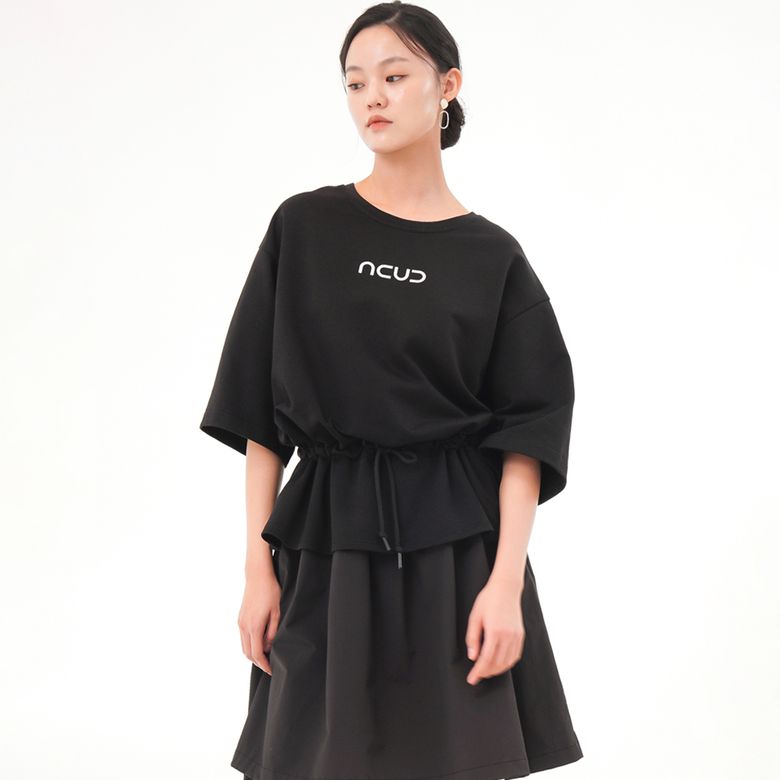 Half Sleeve Logo Dress _Black