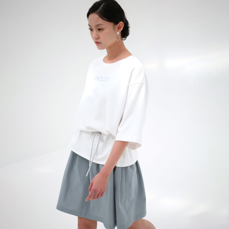 Half Sleeve Logo Dress _White