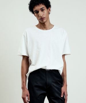 슬러브 스쿱넥 하프 슬리브 티셔츠 ( 2 COLOR )