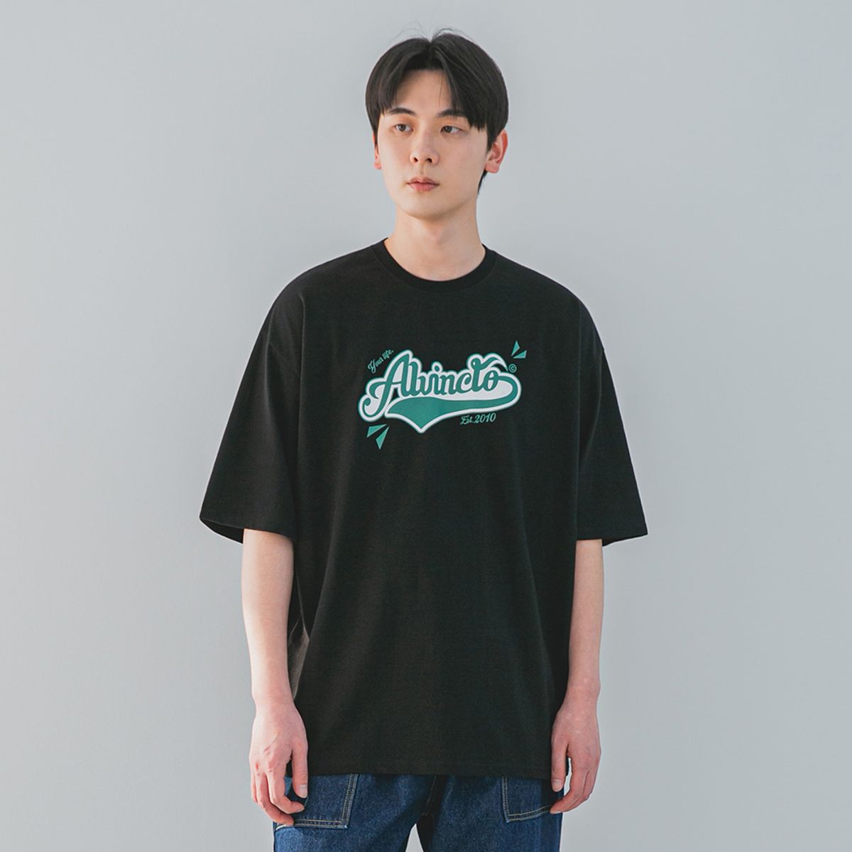 앨빈클로(ALVINCLO) 어슬레틱 로고 오버핏 반팔티 AST4865 (3 COLOR)