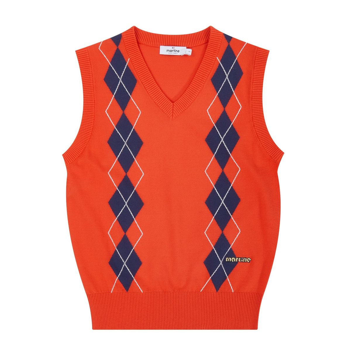 마틴골프(MARTINE GOLF) Argyle V-Neck Vest_Orange