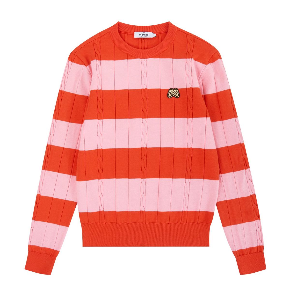 마틴골프(MARTINE GOLF) Cable Stripe Sweater_Orange