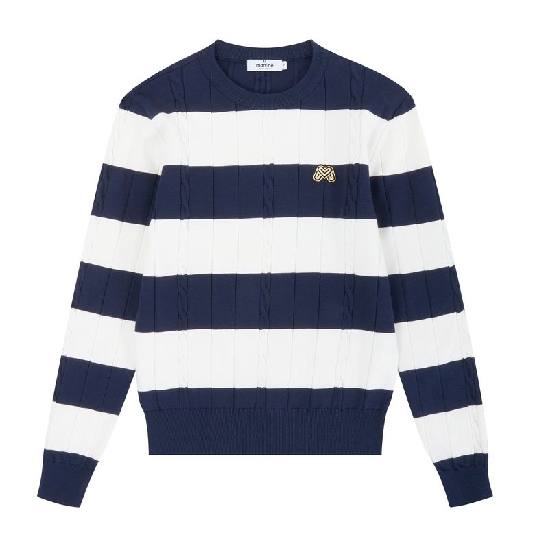 Cable Stripe Sweater_Navy