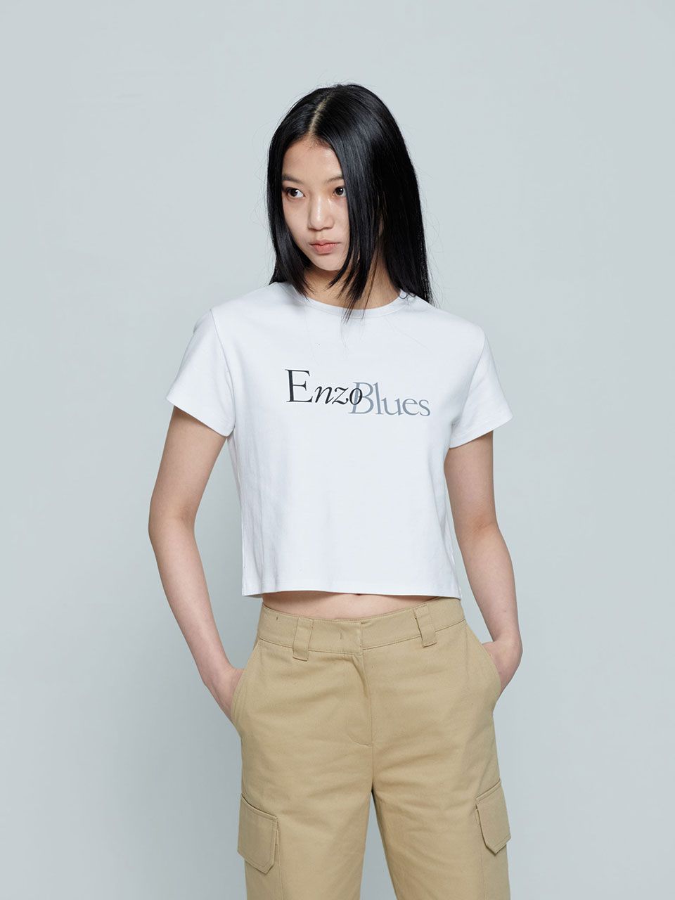 【ENZO BLUES】basic logo t-shirt Basic Layout - ENZO BLUES - Welcome to joyful online shopping!