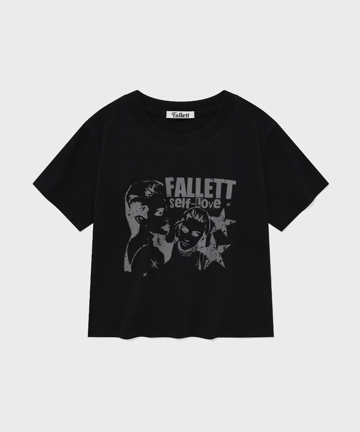 팔렛(FALLETT) 셀프러브 크롭 반팔티 블랙