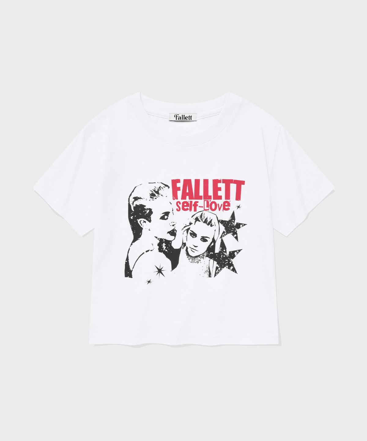 팔렛(FALLETT) 셀프러브 크롭 반팔티 화이트