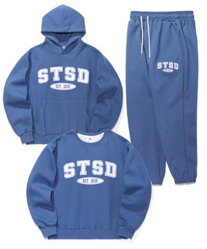 [SET] STSD 아치 로고 스웨트 셔츠 후드 조거팬츠 셋업 2P  블루
