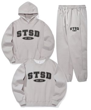 [SET] STSD 아치 로고 스웨트 셔츠 후드 조거팬츠 셋업 2P  그레이