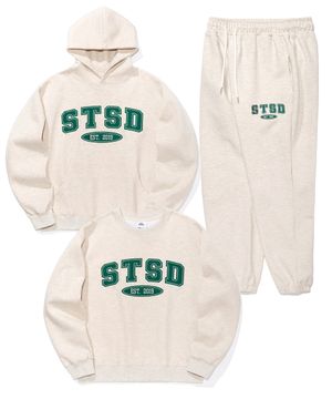 [SET] STSD 아치 로고 스웨트 셔츠 후드 조거팬츠 셋업 2P  오트밀