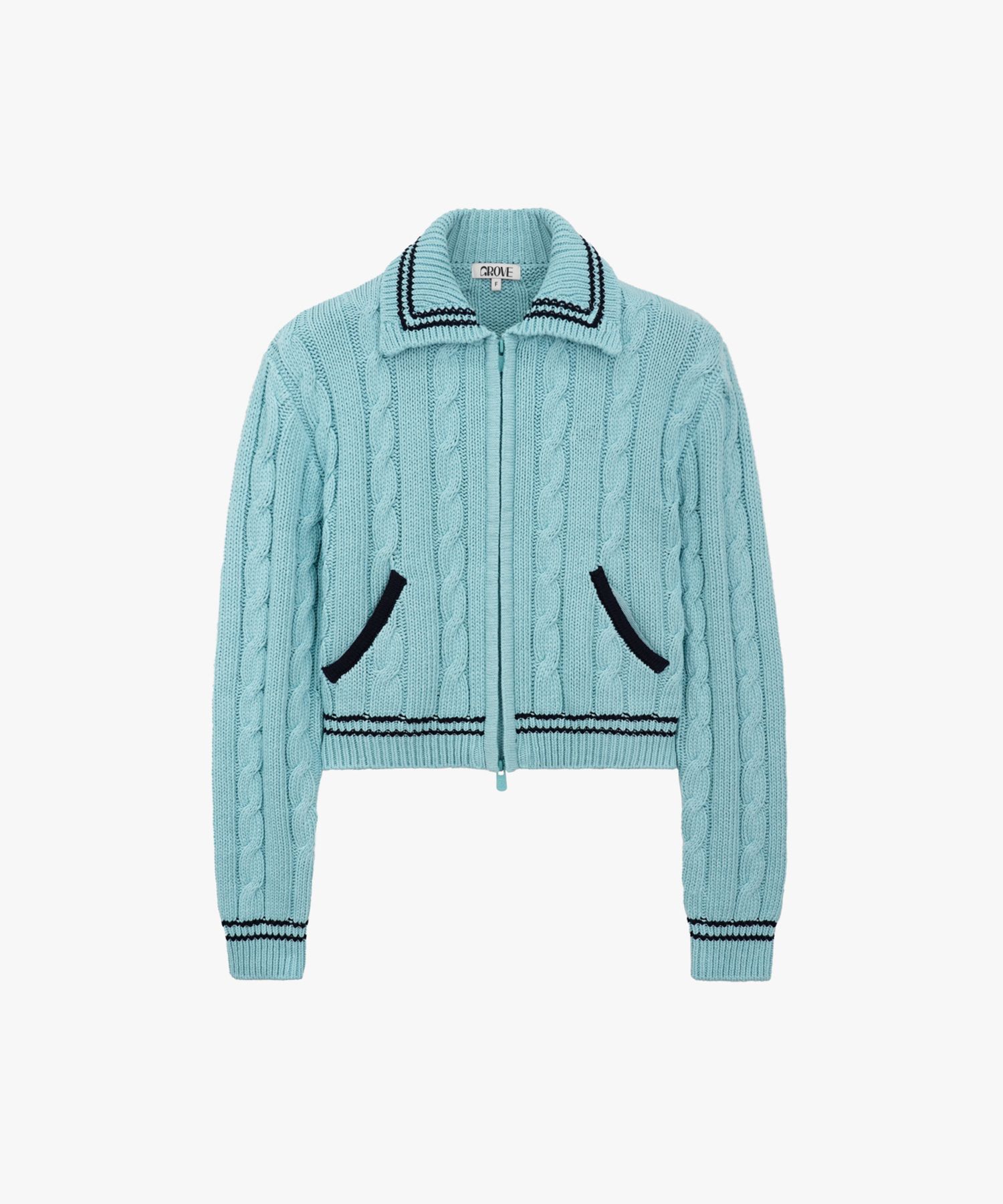 MUSINSA | GROVE Wick knit zip-up_AQUA