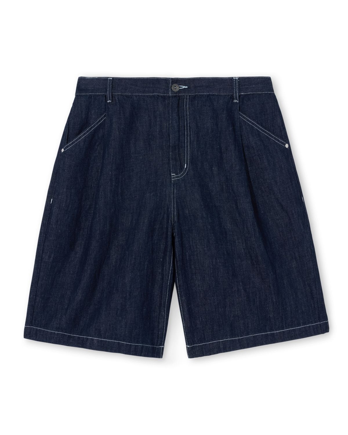 비슬로우(BESLOW) ONE TUCK LINEN DENIM SHORTS INDIGO