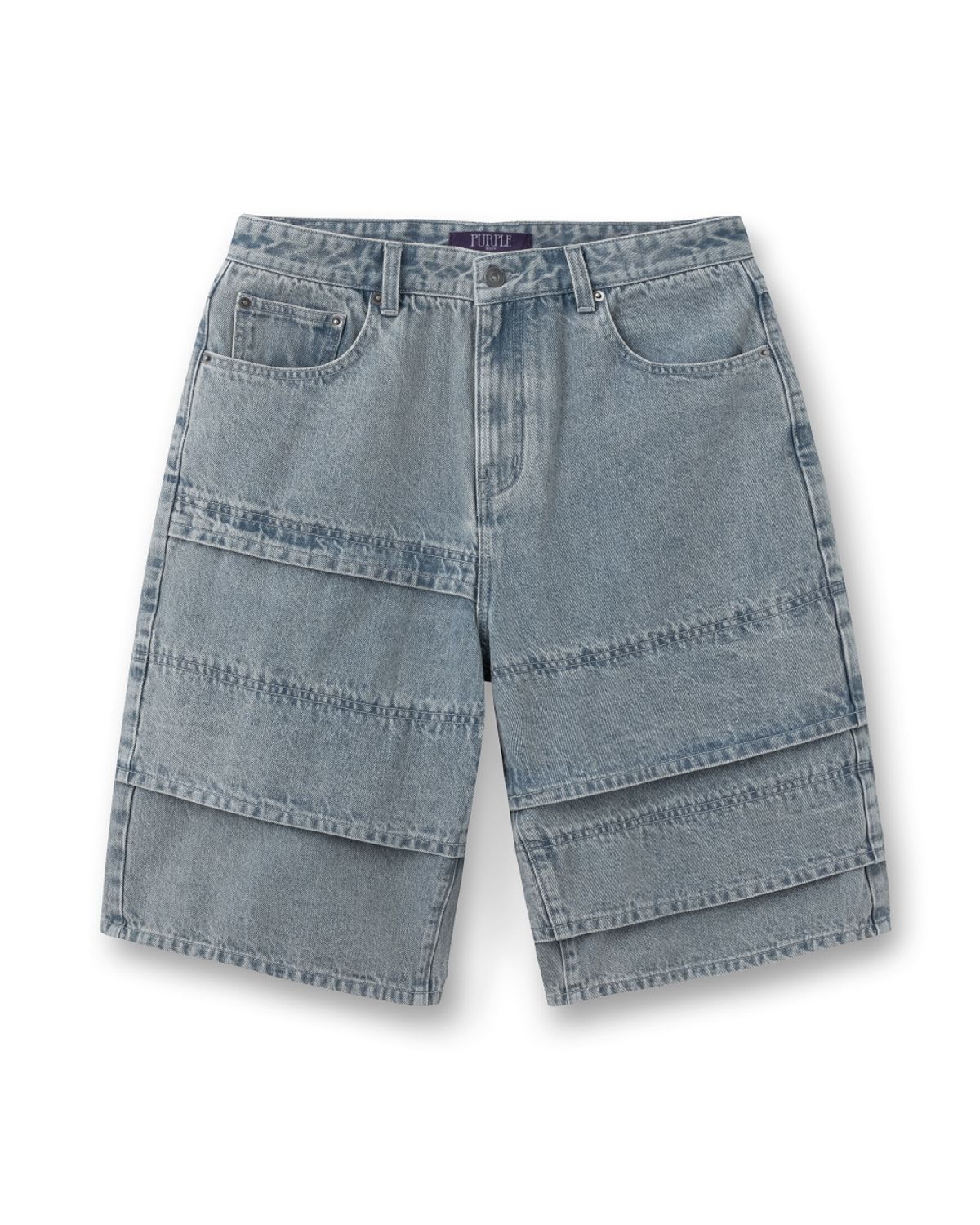 비슬로우(BESLOW) MULTI CUFF DENIM SHORTS ICE GREY