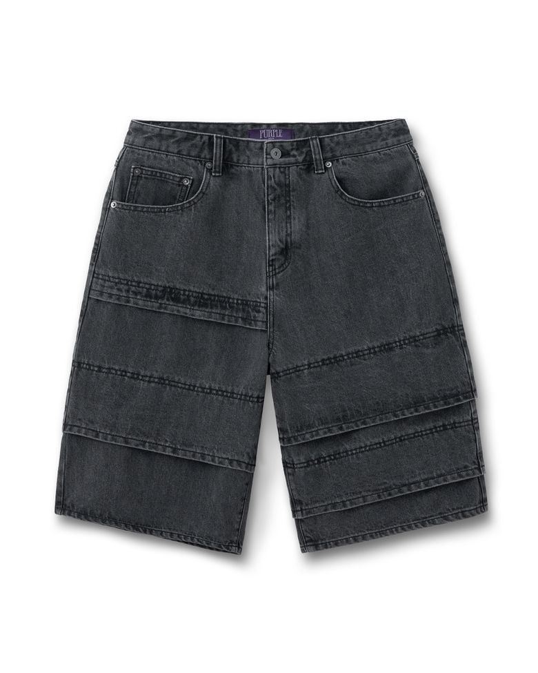 MULTI CUFF DENIM SHORTS FADE BLACK