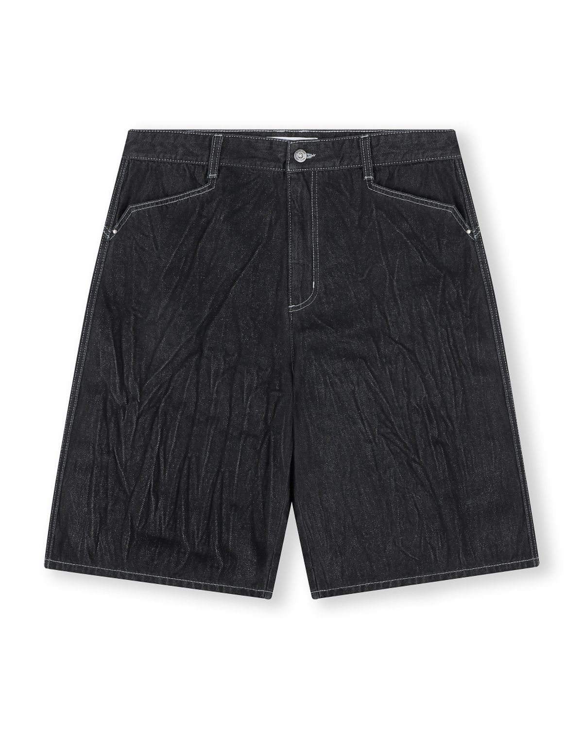 비슬로우(BESLOW) CRINKLE DENIM SHORTS BLACK