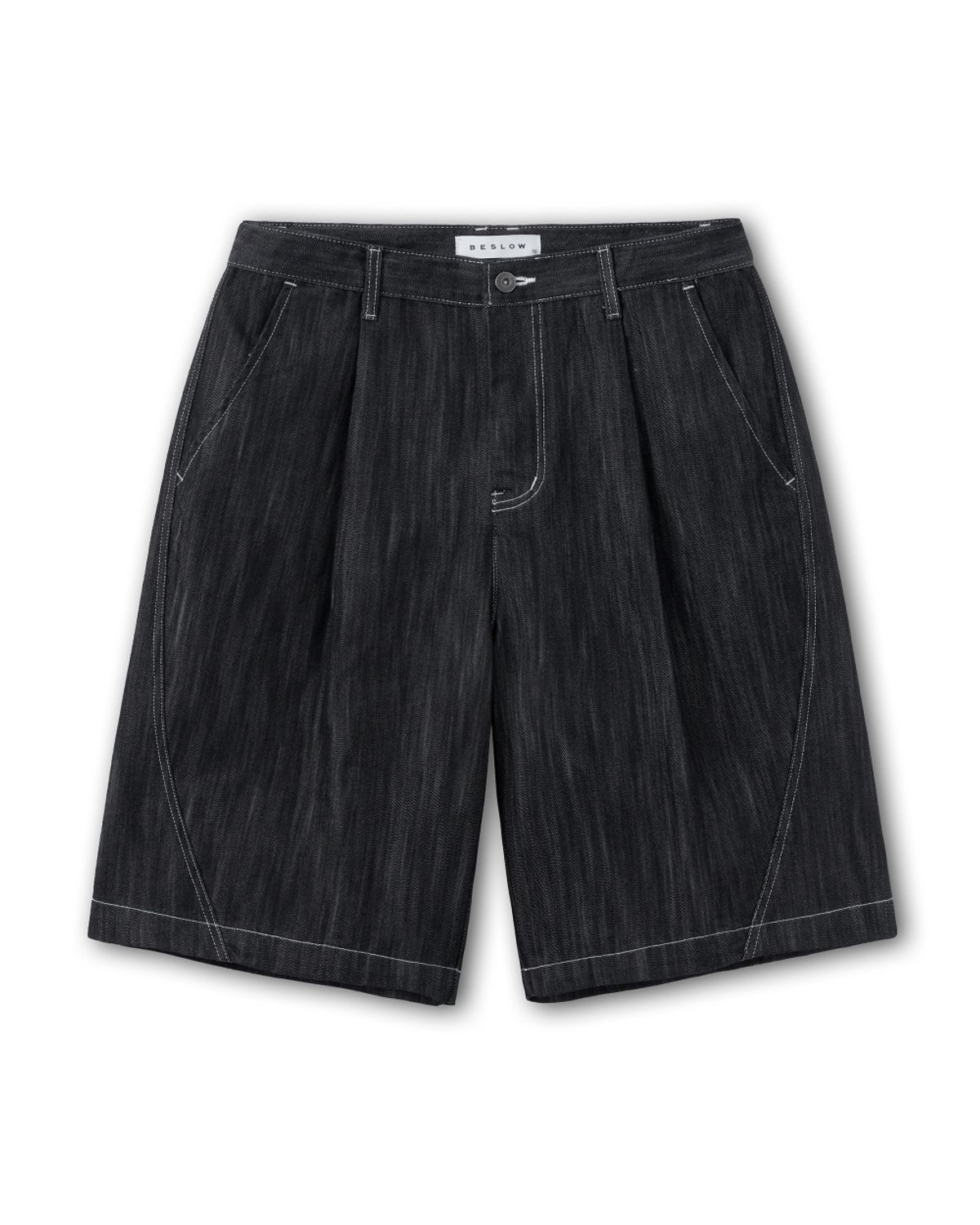 비슬로우(BESLOW) TWIST SEAM DENIM SHORTS BLACK