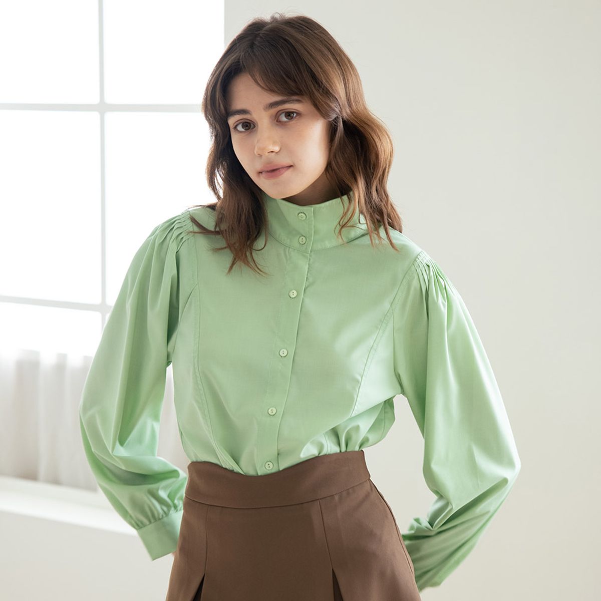 웬스데이딜라잇(WEDNESDAY DELIGHT) WED_Three way collar shirt_GREEN