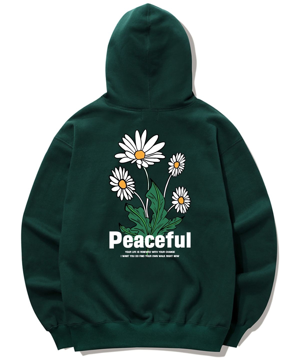 트립션(TRIPSHION) PEACEFUL DAISY BUNDLE GRAPHIC 후드티 - 그린